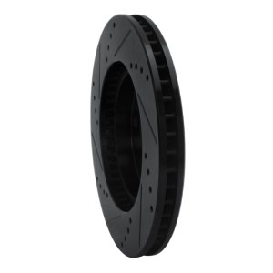 Chrysler Sebring Brake Rotor (1) - Front Right - R1 Concepts - Drilled & Slotted - Black - `00-`24